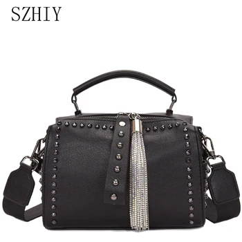 Роскошная дизайнерская сумка с карманом на цепочке, кисточкой через плечо, Брендовые кошельки и сумочки с бриллиантовой заклепкой Luxus Tasche Punk
