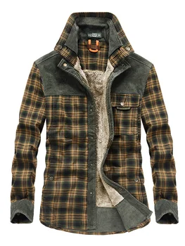 Рубашка в стиле милитари, мужские повседневные рубашки из 100% хлопка, зимняя шерсть, толстый теплый плед, флис, мужская сорочка Homme M-4XL