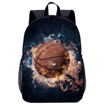 Рюкзак с баскетбольным принтом Cool Flame Для девочек и мальчиков, повседневный рюкзак для подростков, модная школьная сумка для женщин, Мужской рюкзак для ежедневного хранения