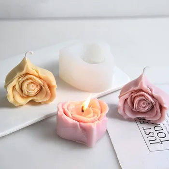 Силиконовая форма 3D Love Rose Candle, сделай САМ, Сердце, Цветы Розы, Изготовление свечей, Шоколадное мыло, форма из смолы, Подарки на День Святого Валентина, Домашний декор