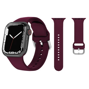 Силиконовый ремешок для Apple Watch Band 44 мм 40 мм 41 мм 45 мм 38 42 мм Спортивный ремешок для часов браслет iWatch series 5 4 3 2 SE 6 7 Ultra 49 мм