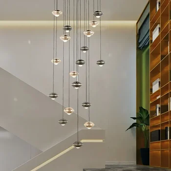 Современная алюминиевая светодиодная люстра для гостиной ресторана Минималистичный Черный шар Длинные Подвесные светильники Хрустальные светильники для помещений