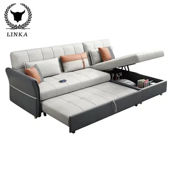 Современный легкий раскладной диван-кровать класса люкс для домашнего хранения - это очень простой и удобный диван-кровать в гостиной