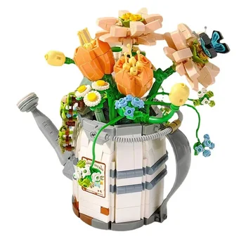 Строительный блок для цветочного пульверизатора с мини-имитацией цветочного мясокомбината, строительный блок для украшения дома, детская игрушка в подарок для девочки