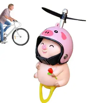 Украшение автомобиля Мотоцикла, Милая Маленькая Розовая Свинья Со шлемом, пропеллер, Дорожный велосипед, Моторный шлем, Езда на велосипеде