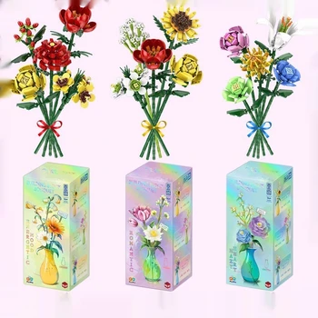 Цветочный дневник Вечный Букет цветов Строительные блоки Мелкие частицы Детская игрушка для творчества Украшение Подарок девушке
