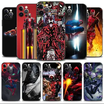 Чехол Для Телефона Apple iPhone 15 14 13 12 11 Pro Max 13 12 Mini XS Max XR X 7 8 Plus Силиконовый Чехол Marvel Venom Герои Железного Человека