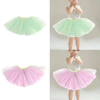 Юбка для девочек B2EB Многослойные юбки с пайетками, фатиновая танцевальная юбка для вечеринок для маленьких девочек